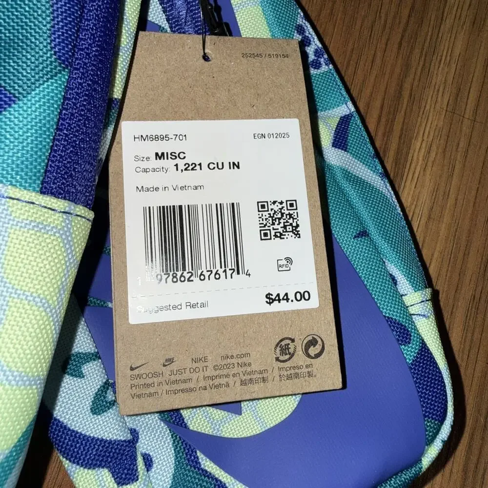 Nike Elemental Big Kids 20L Backpack w/Pencil Case HM6895-701 Green Blue Fruit